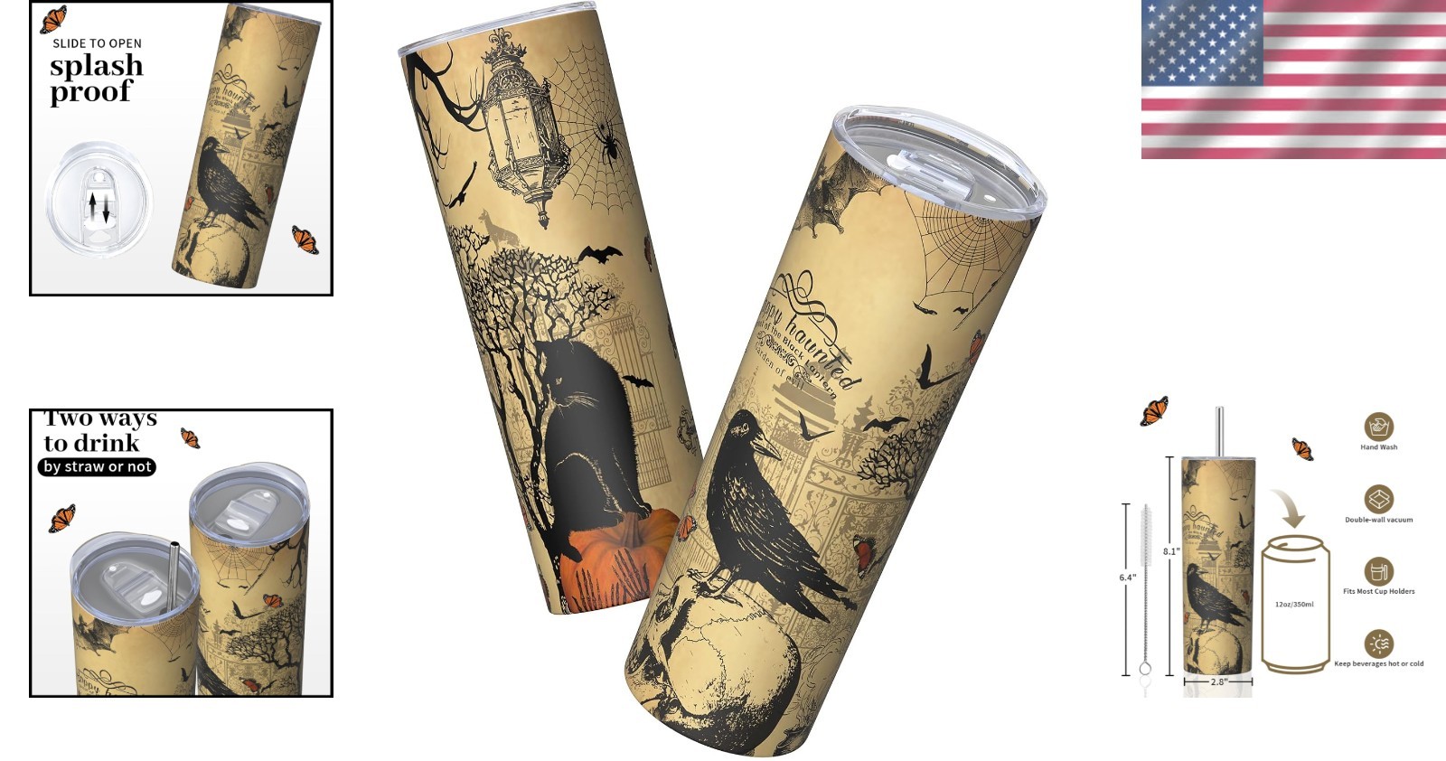20oz Gothic Insulated Tumbler – Perfect Witch Gifts for Women in Stainless Steel