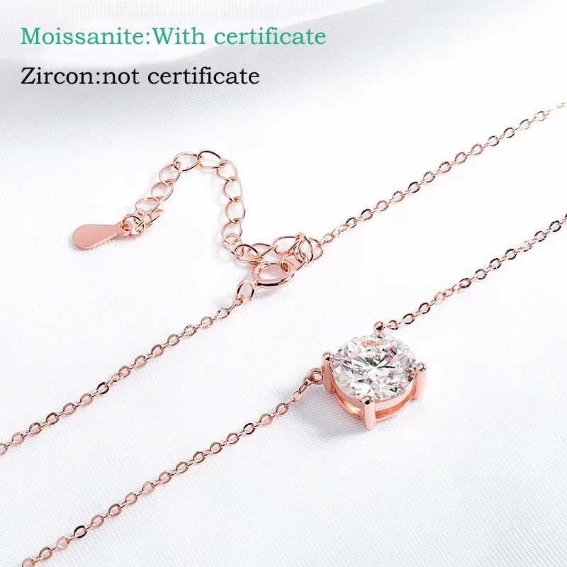 Smyoue 1-5CT Rose Gold Moissanite Necklace for Women D Sparkling Color