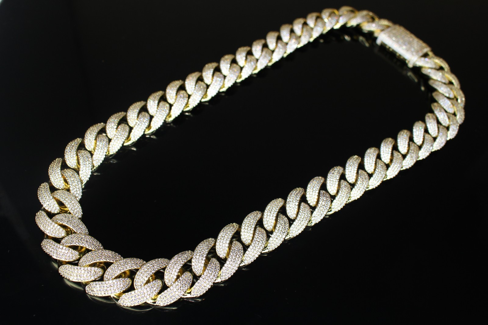 MASSIVE 14k STAMPED 20mm GOLD Cuban Miami Chain 82ctw VVS Lab Sim Diamond 450g+