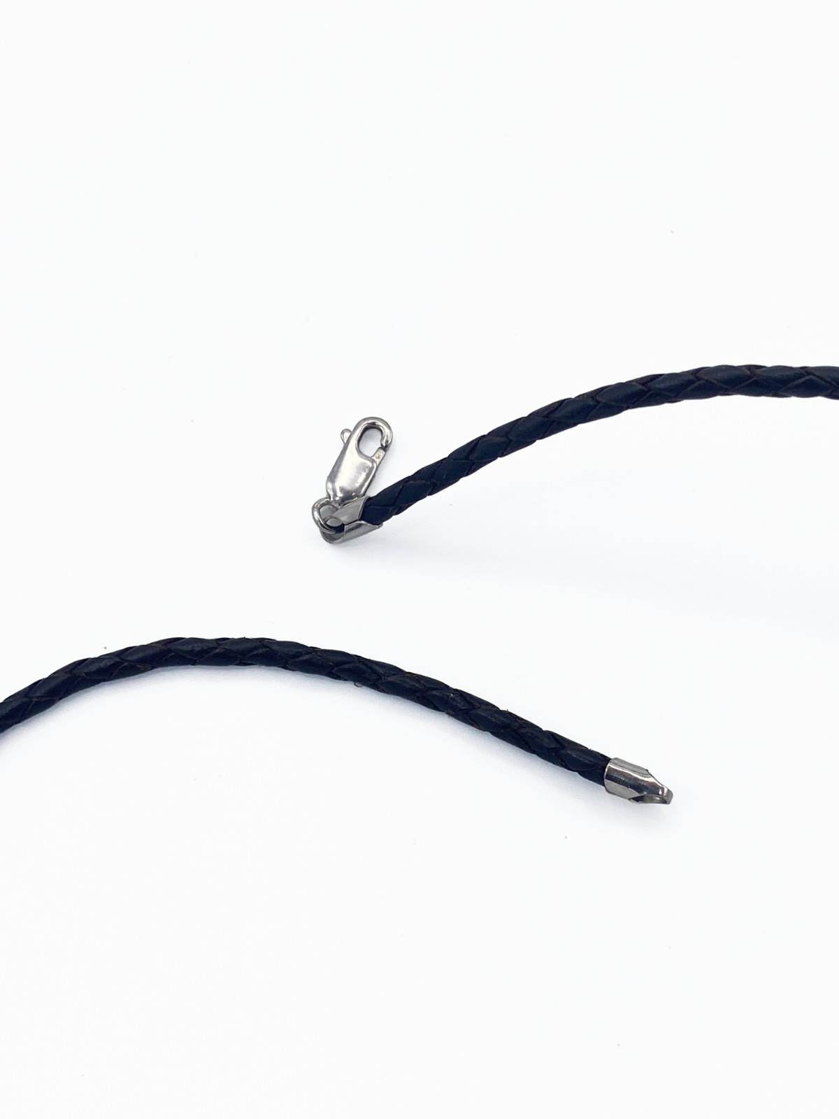 Dark Brown Braided Leather Cord Necklace 16in 3mm 925 Sterling Clasp