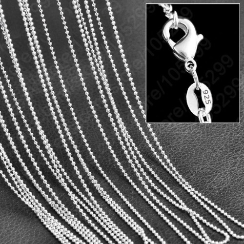 Wholesale 10pcs 925 Sterling Solid Silver 1mm 16inch -30inch Rolo Chain Necklace