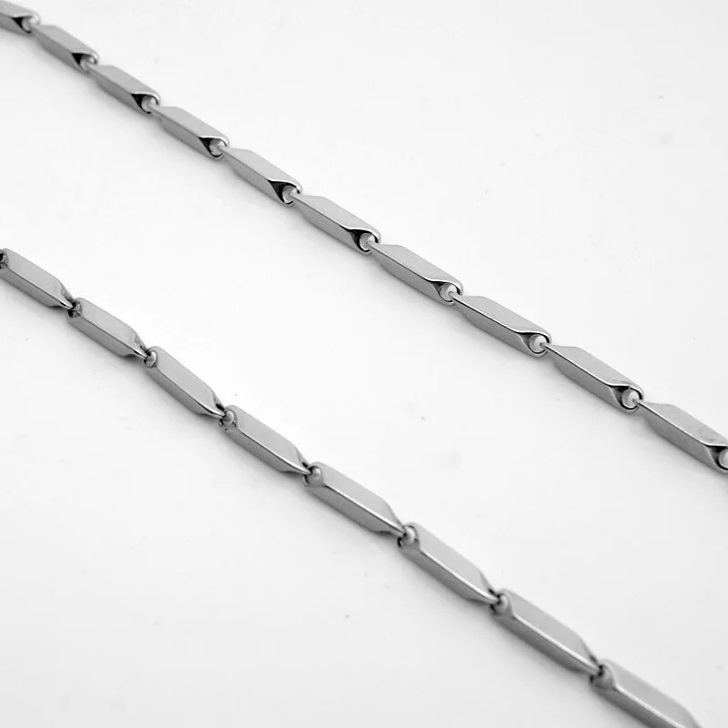 Wholesale Stainless Steel Silver Rhombus Square Seeds Chain Necklace Men’s Gift