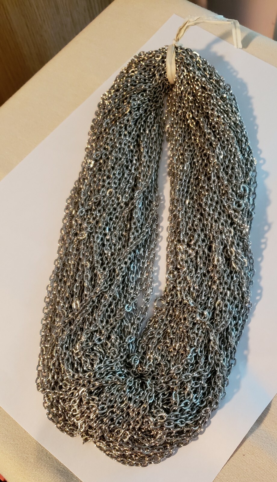 Lot of 50 24″ Rhodium Finish Chains From the 80’s Great Condition