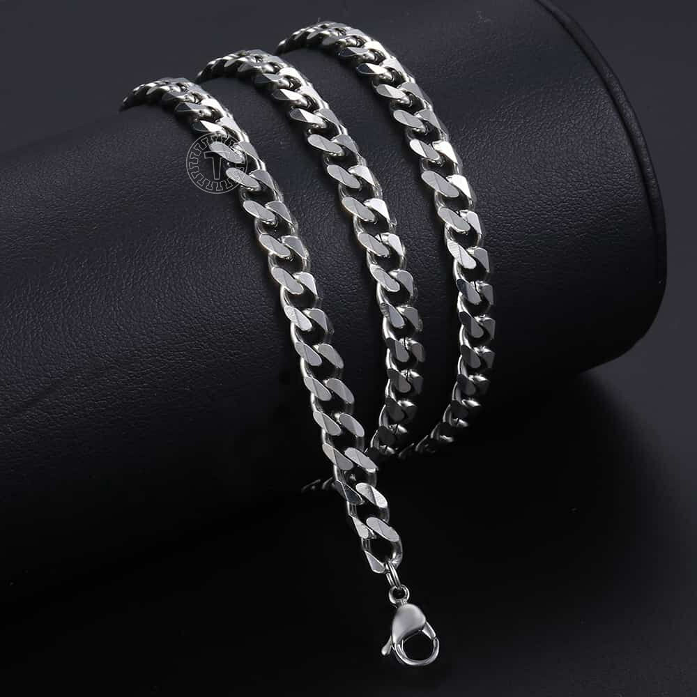16-30″ Stainless Steel Silver Chain Cuban Curb Womens Mens Necklace 3/5/7/9/11mm