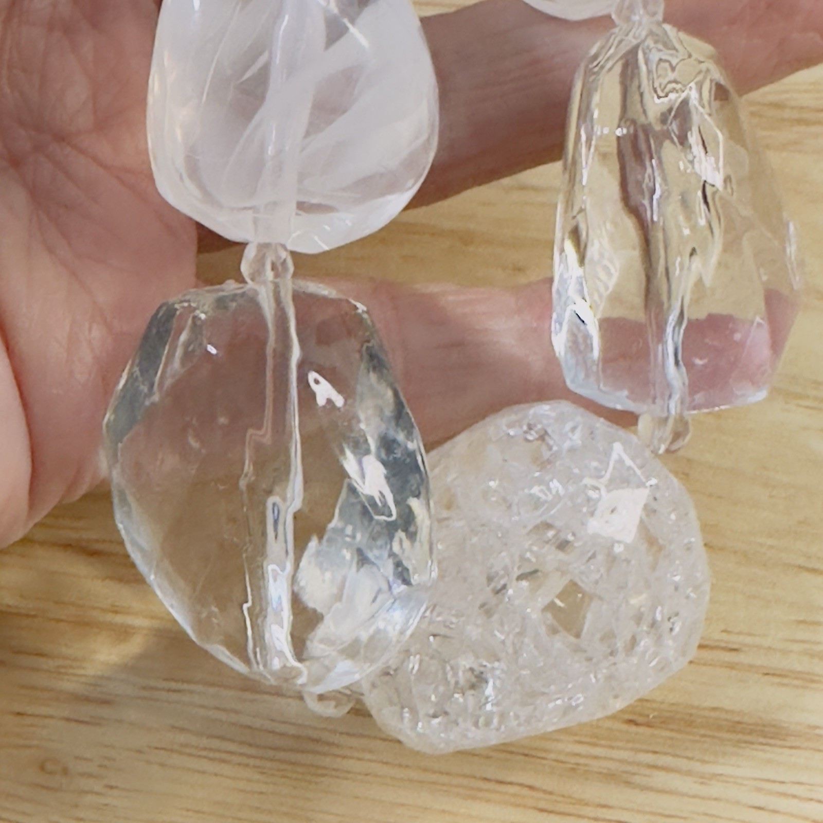 Graziano Beaded Necklace Chunky Clear Lucite Graduated RJC Statement 17 – 20″