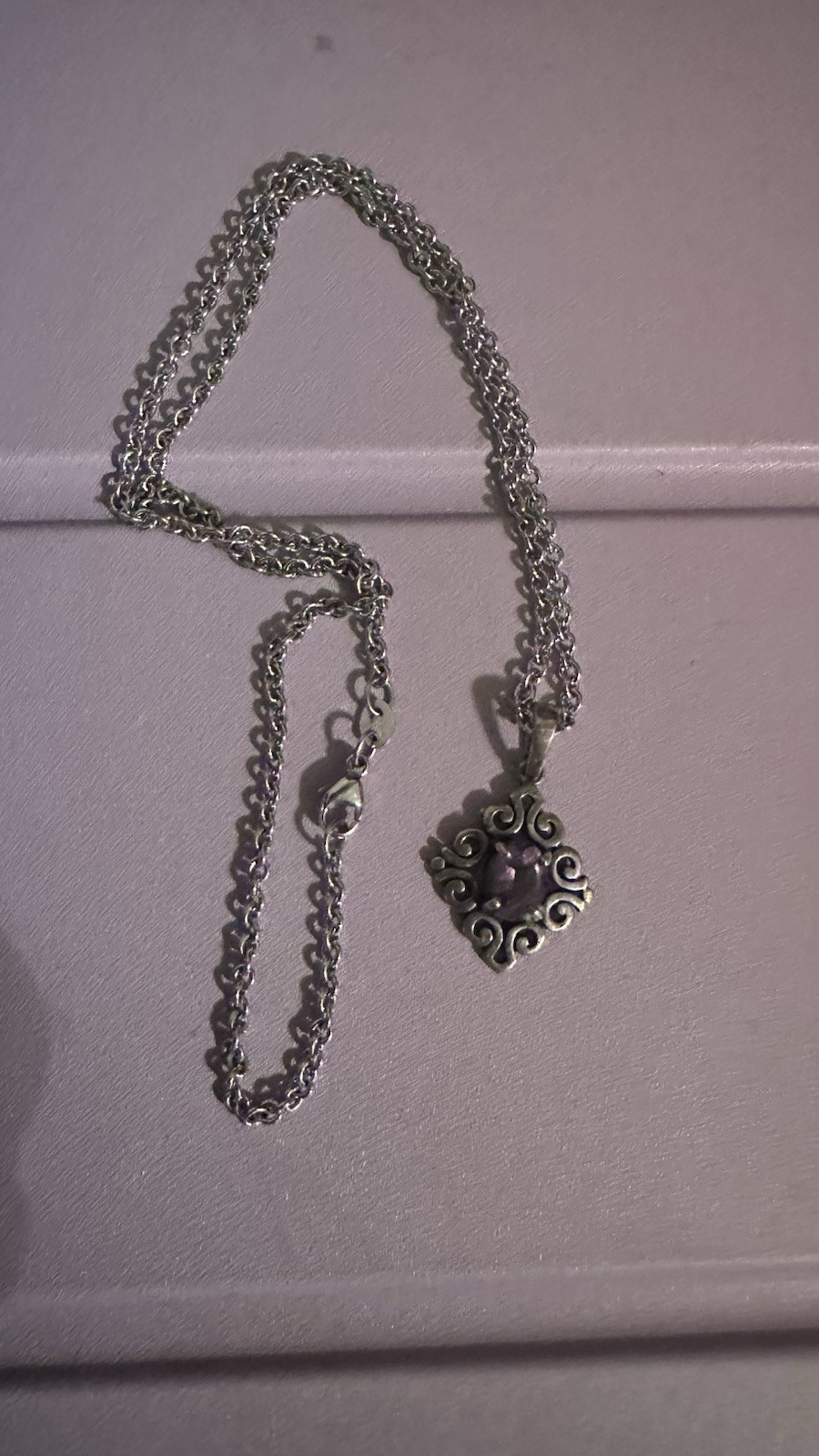 James Avery Spanish Lace Birthstone Pendant necklace Amethyst