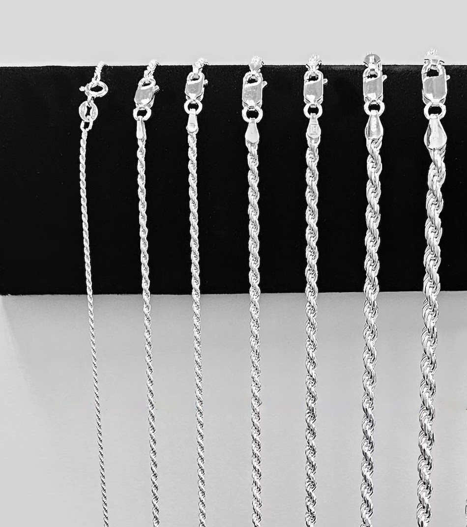 925 Sterling Silver HSP Rope Chain Heavy Solid Necklace 2-5mm 18-24″