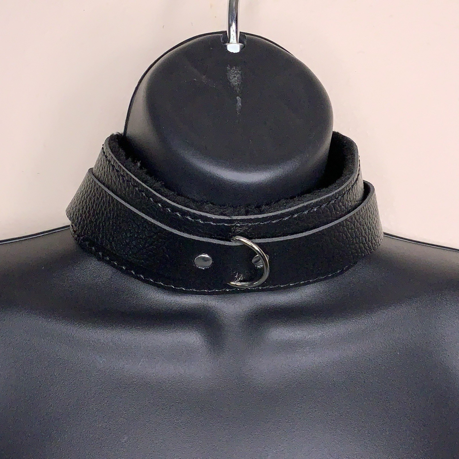 Faux Leather Faux Fur Lined Necklace Choker Style Adult Unisex Goth Cyberpunk