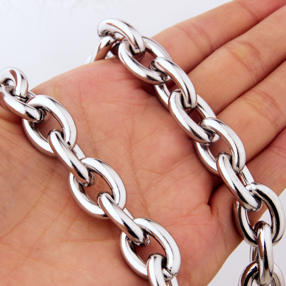 7″-40″ Heavy 9/11/13/15mm Mens Stainless Steel Silver Big O Link Chain Necklace
