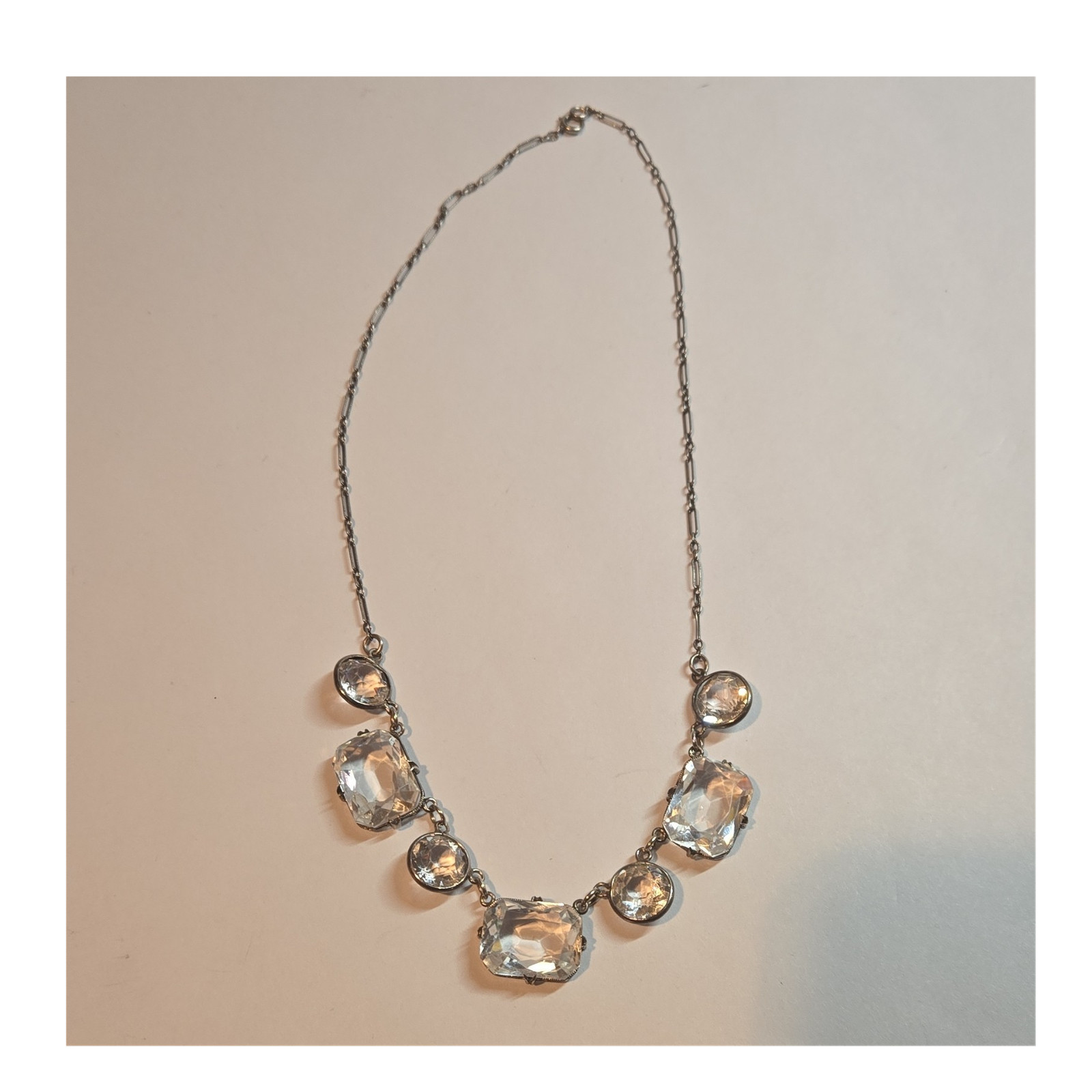 Silver/Clear Crystal Statement Pendant Necklace Item#64
