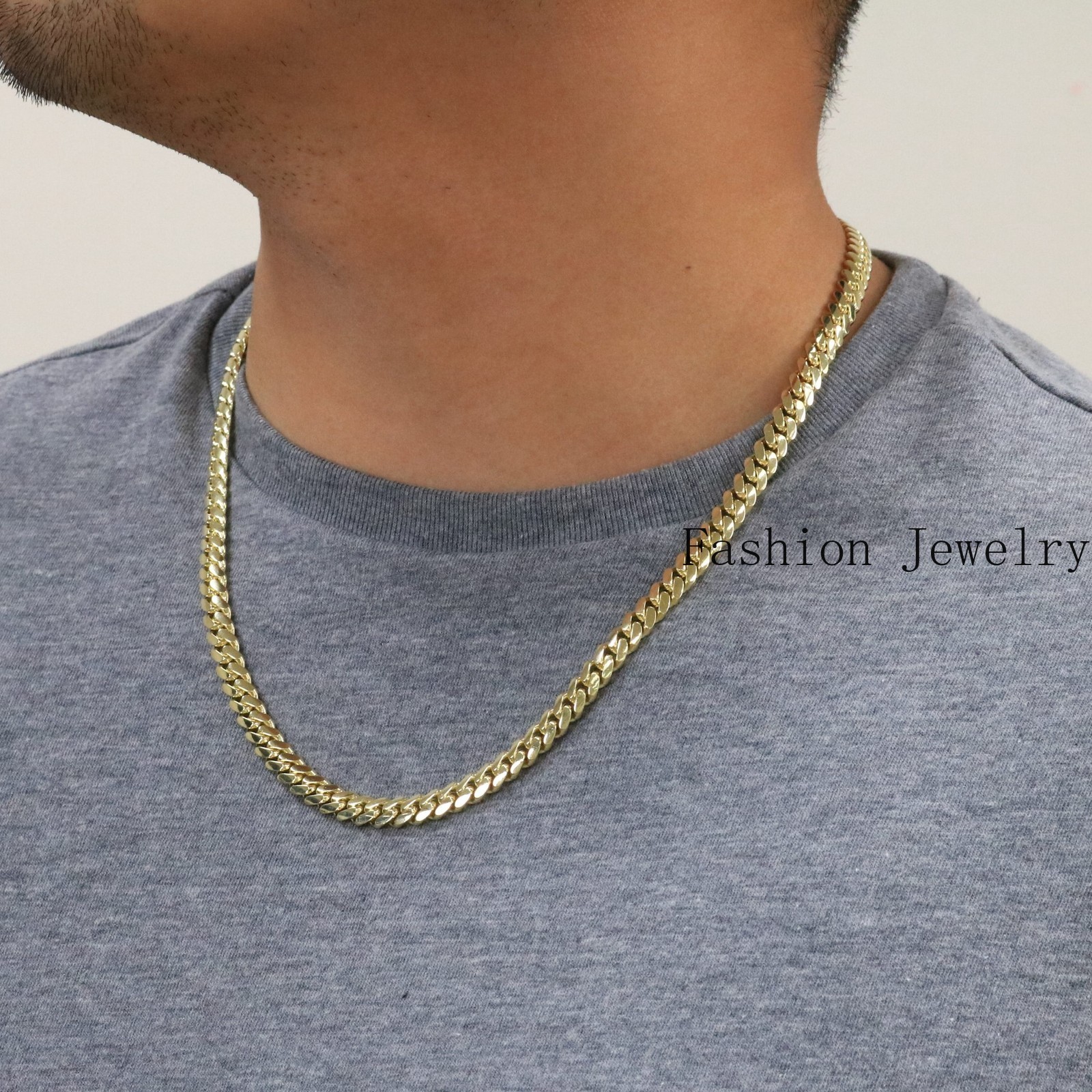 18K Yellow Gold Solid 2.7mm-7mm Miami Cuban Chain Necklace Mens Womens 16″-30″