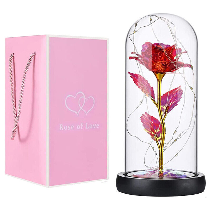 Rose LED Light Glass Gifts for Wife Women Her Christmas Girlfriend Birthday Gift