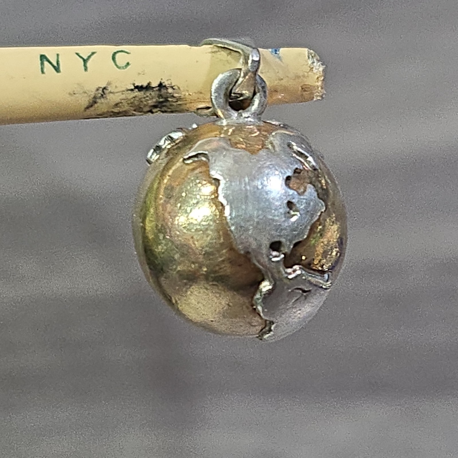 MEXICO 925 Sterling Silver – Vintage 2 Tone Globe Harmony Ball Pendant
