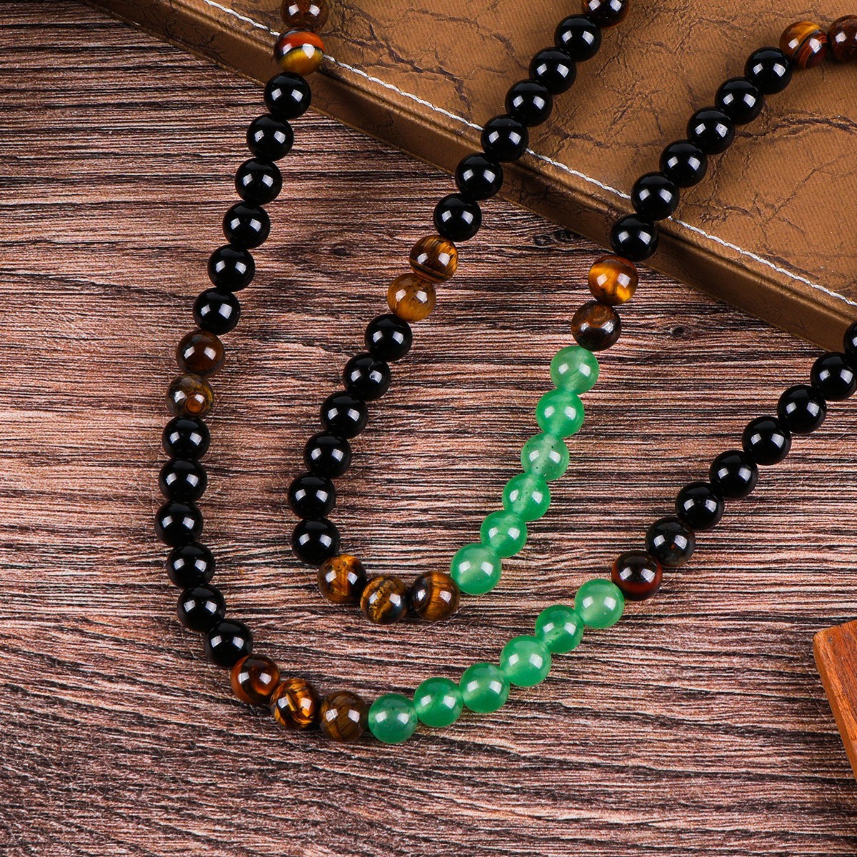 28in Tiger eye Aventurine Beaded Long Necklace Healing Wealth Abundance Attracts