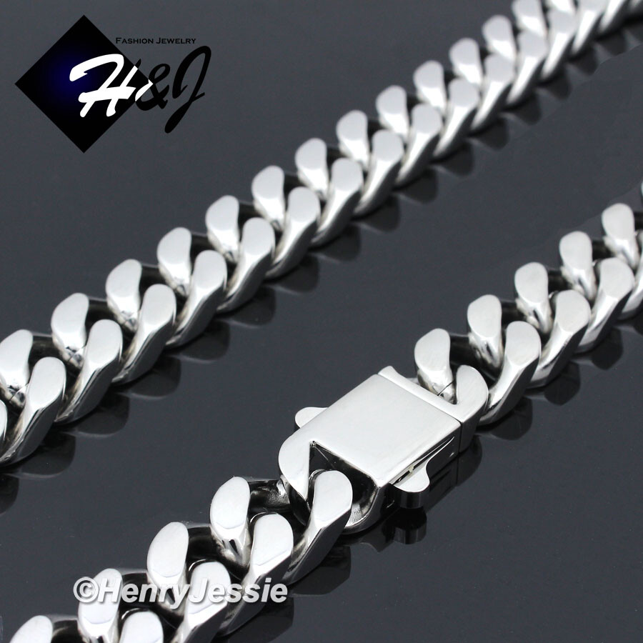 16″-40″MEN Stainless Steel 7mm Silver Miami Cuban Curb Link Chain Necklace*N166