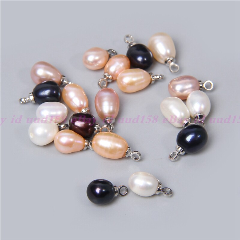Natural Genuine 8-9mm White Pink Purple Freshwater Pearl Teardrop Pendant AAA