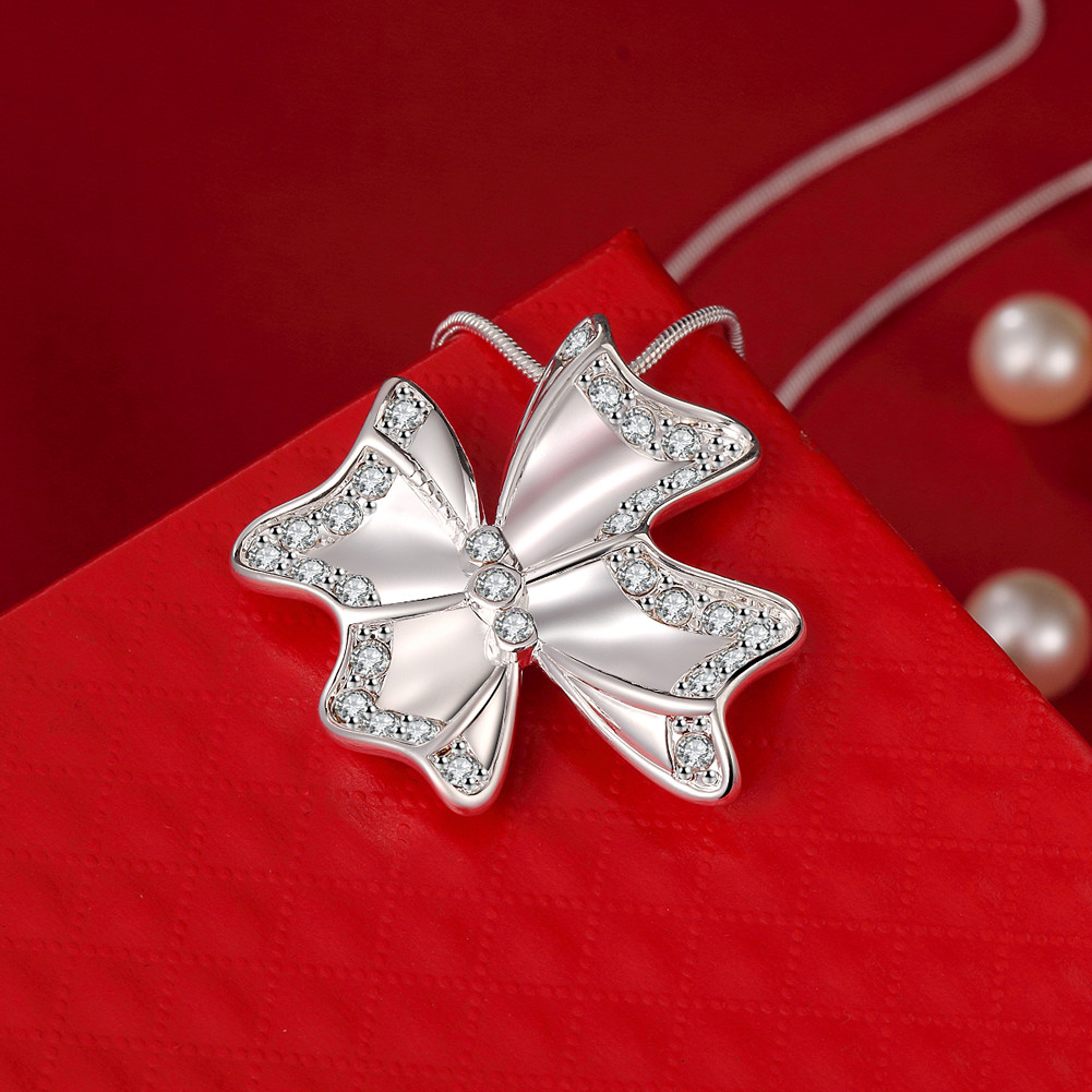 Elegant 925 Sterling Silver Filled SF Butterfly Cz Pendant Necklace N-A627 Gift