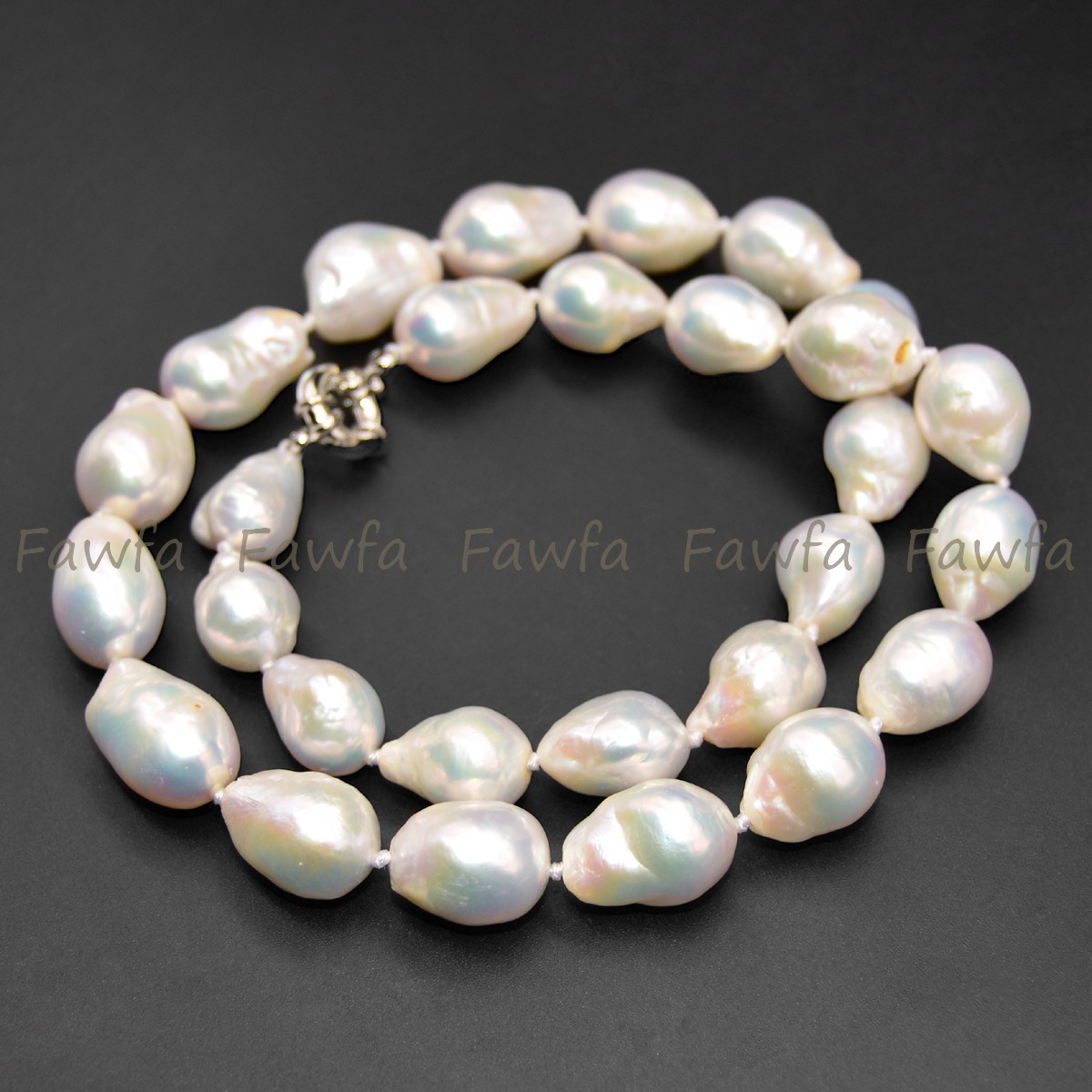 Big 14-16mm Natural Luster White Freshwater Baroque Pearl Necklace 16-36 inches