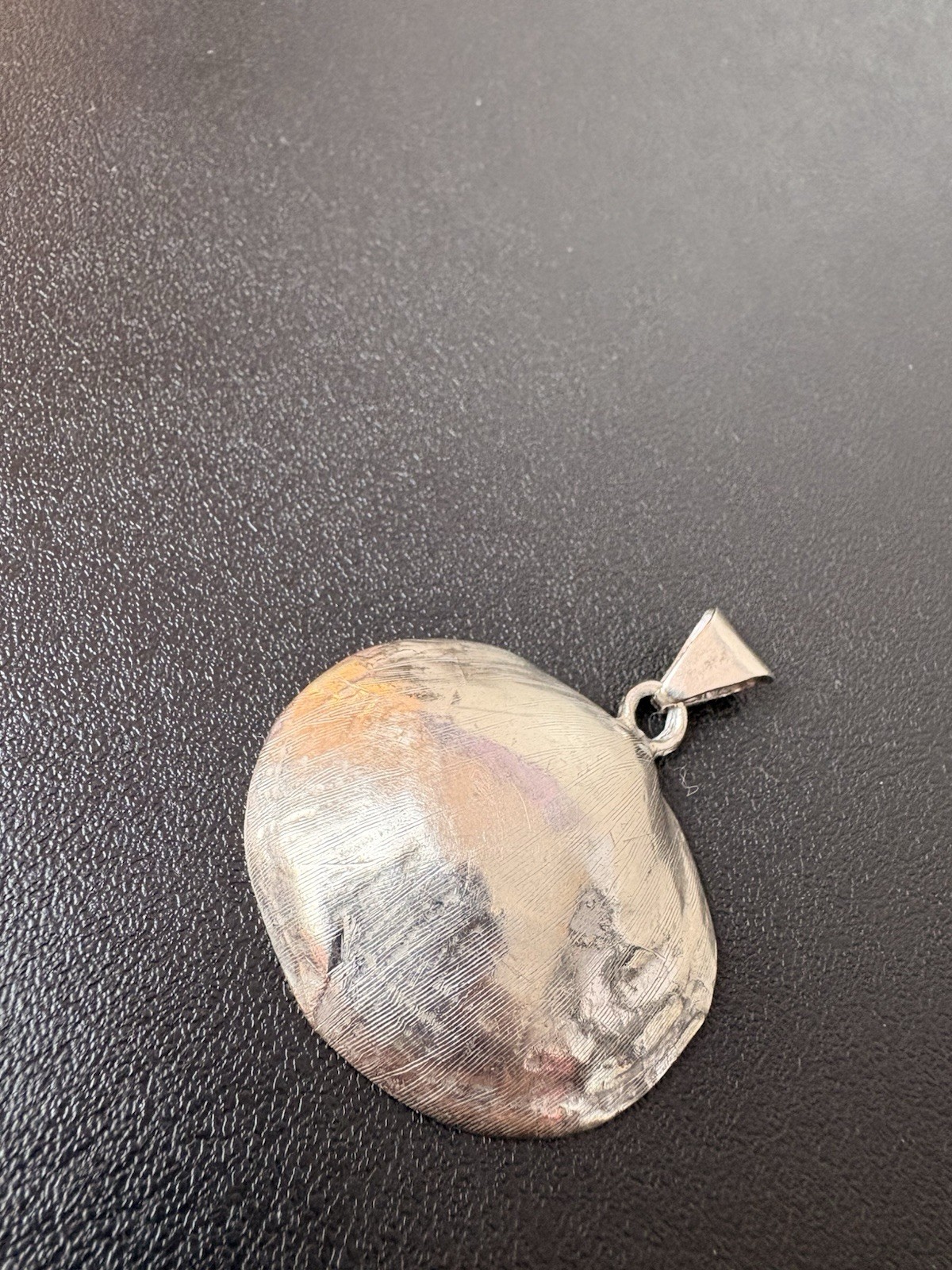 Mexico Sterling Silver Oval Charm Pendant Disc with Bail Metal Pendant
