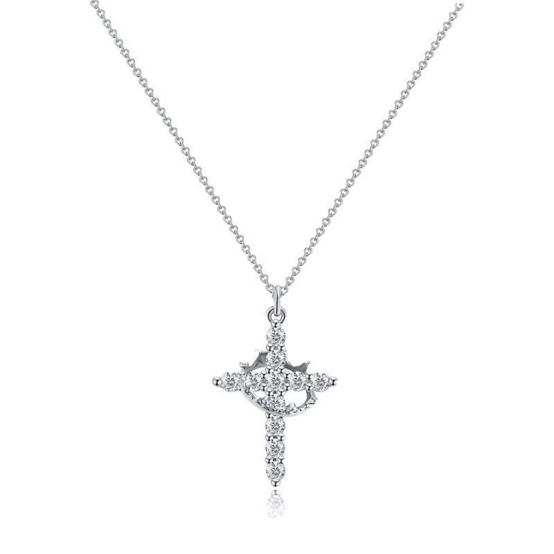 Fashionable Crosses Necklace with Crowns Detail Stainless Steel for Adults