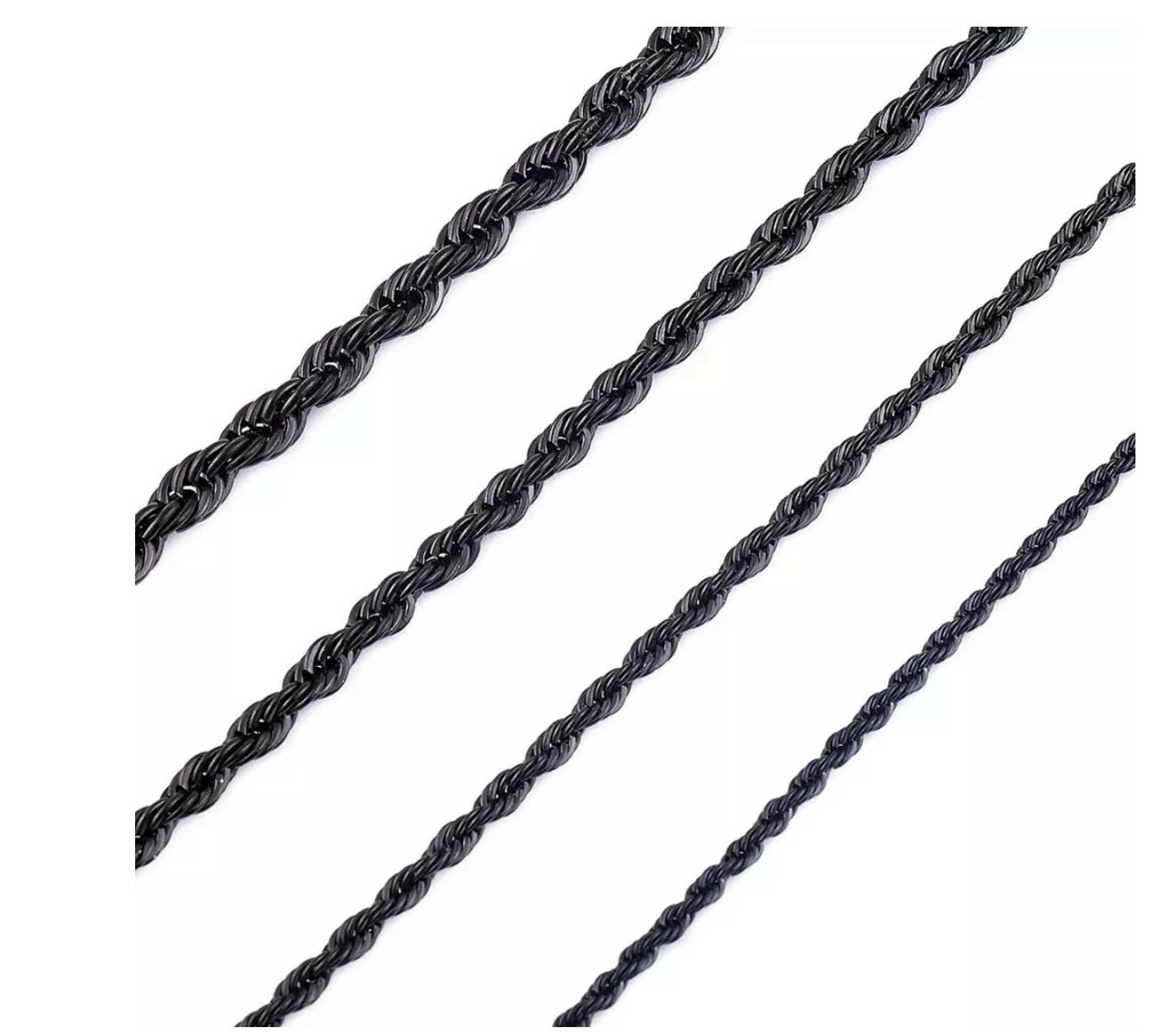 Black Stainless Steel 20 Inch 2.2 mm Rope Chain