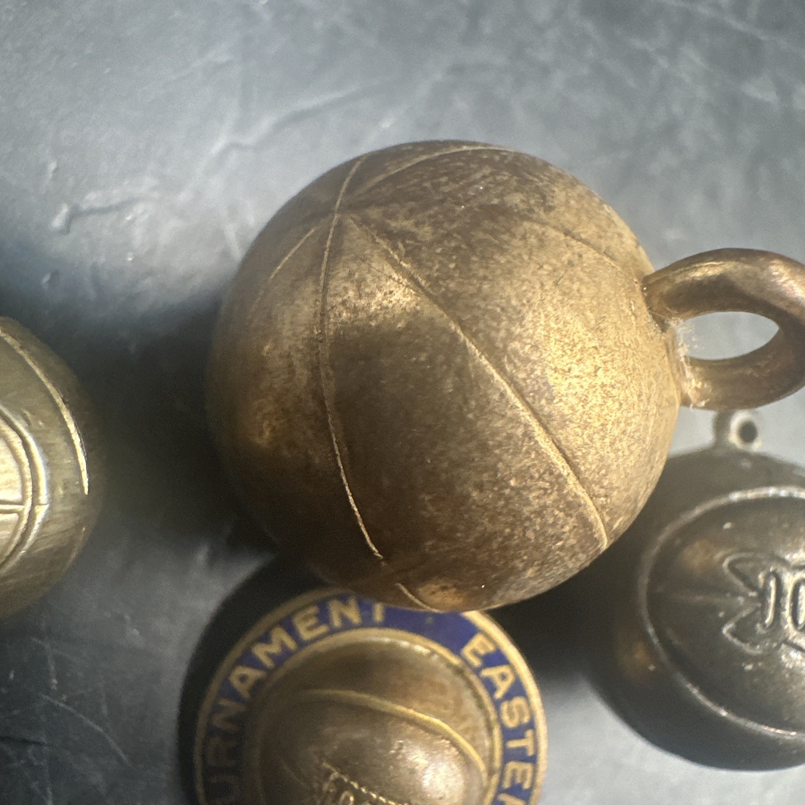 Set of 3 1950’s Basketball Necklace Charms And Vintage Pin