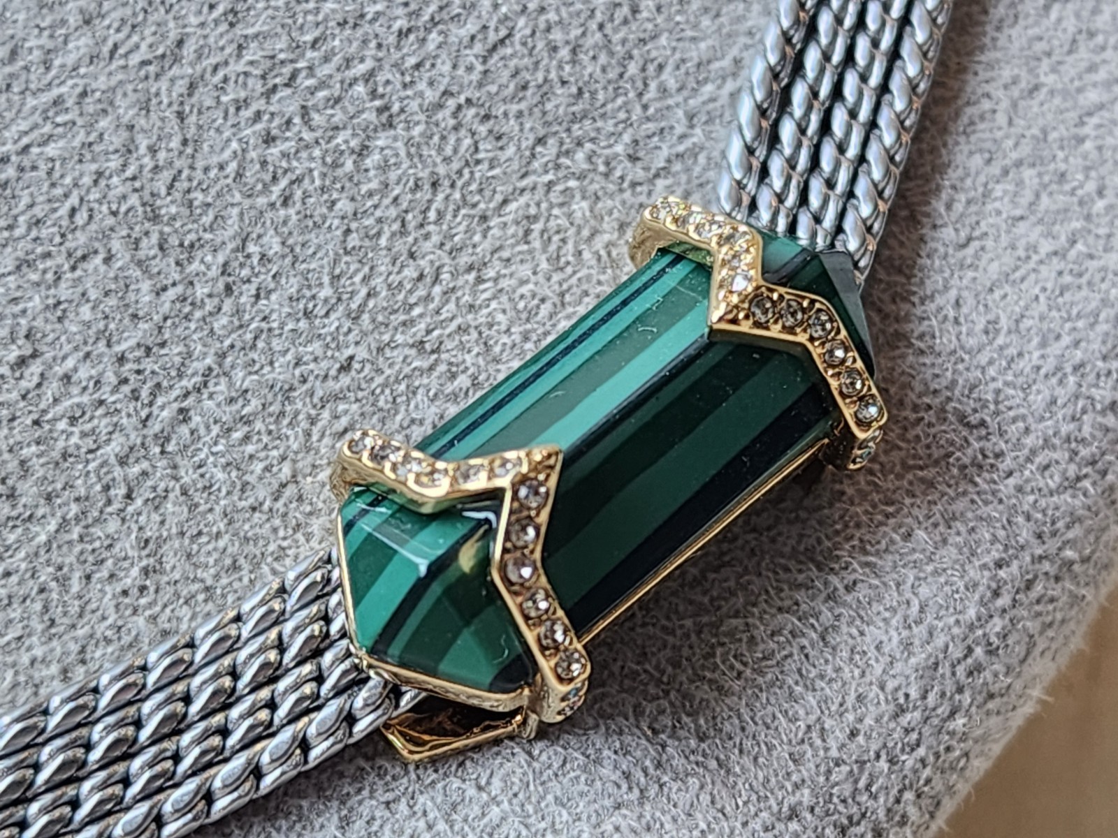 💎 Designer Green Semi-Precious Malachite Slider Charm Necklace – Key Marking