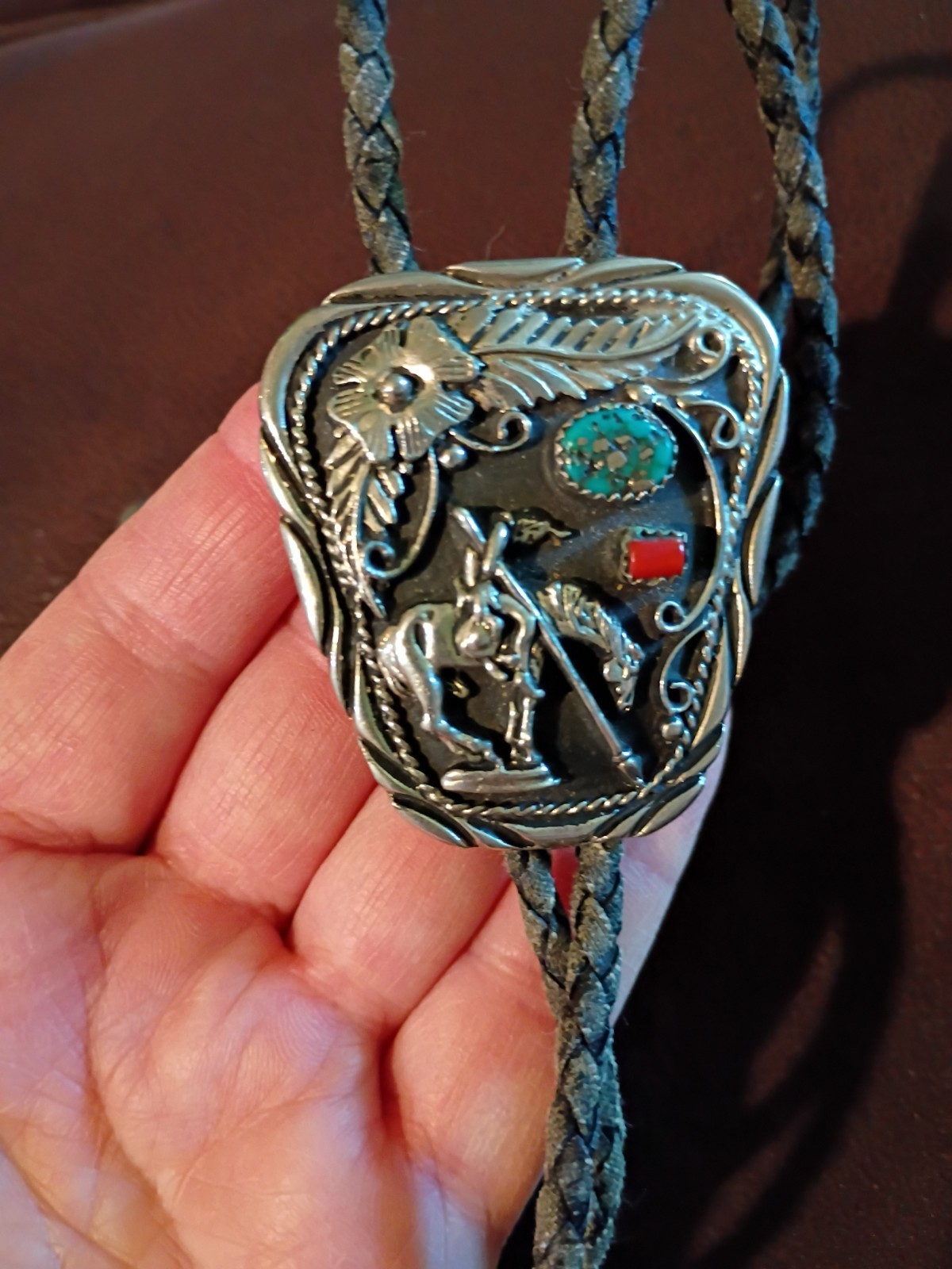 Vintage SSI Handcrafted in USA Bolo Tie with inlay End Of The Trail