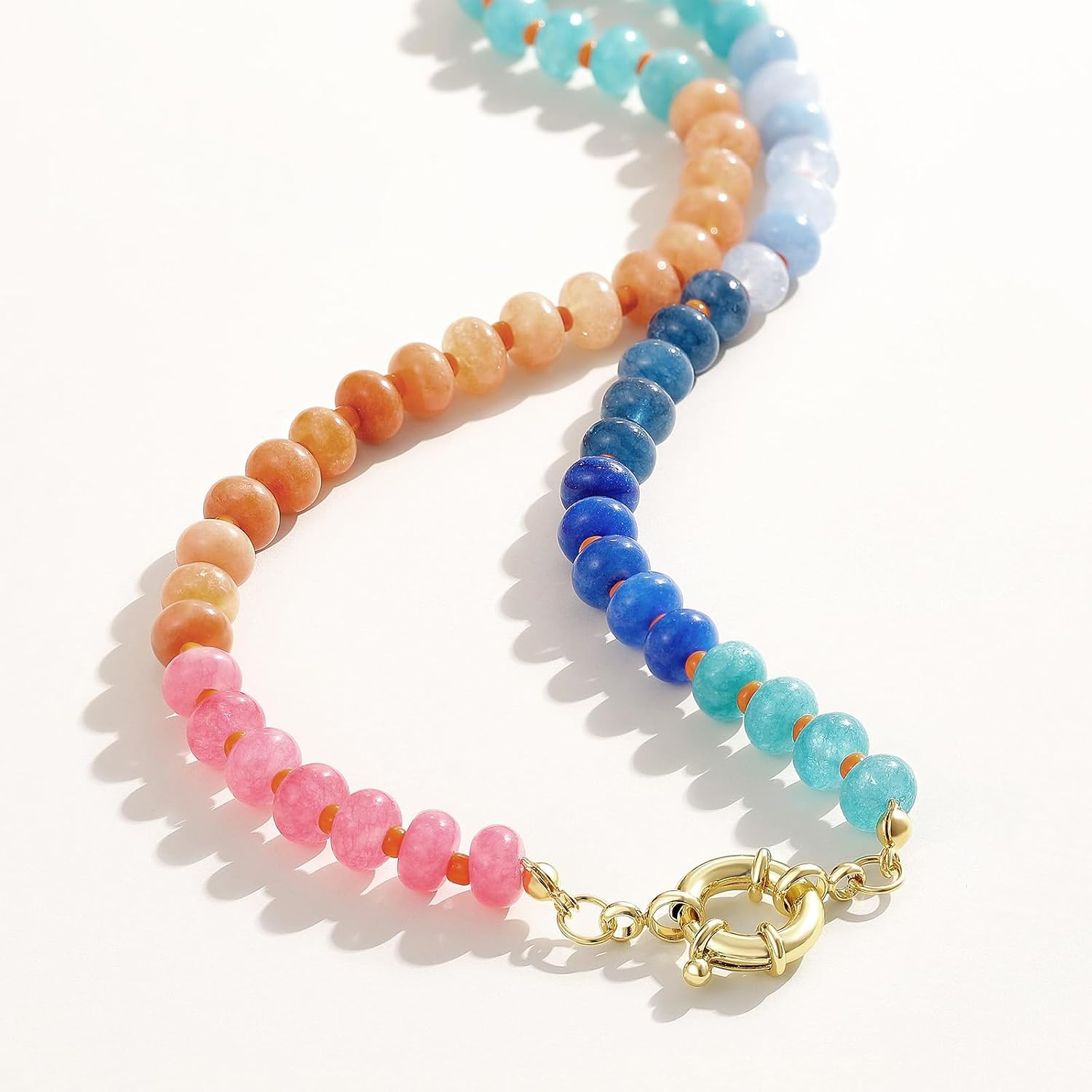 KELORIS PATH Beaded Gemstone Necklaces for Women, Boho Colorful Bead Choker Neck