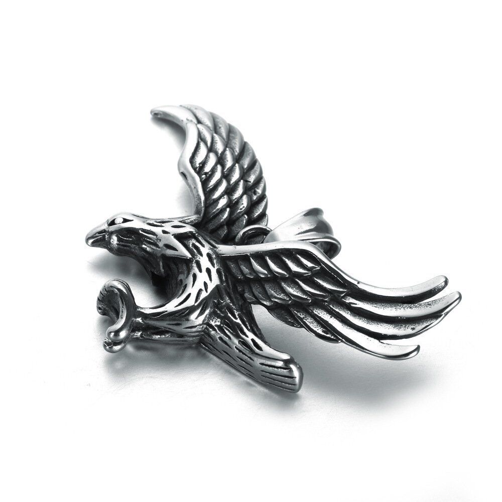 MENDEL Mens Boys Stainless Steel Biker Eagle Hawk Bird Pendant Necklace For Men