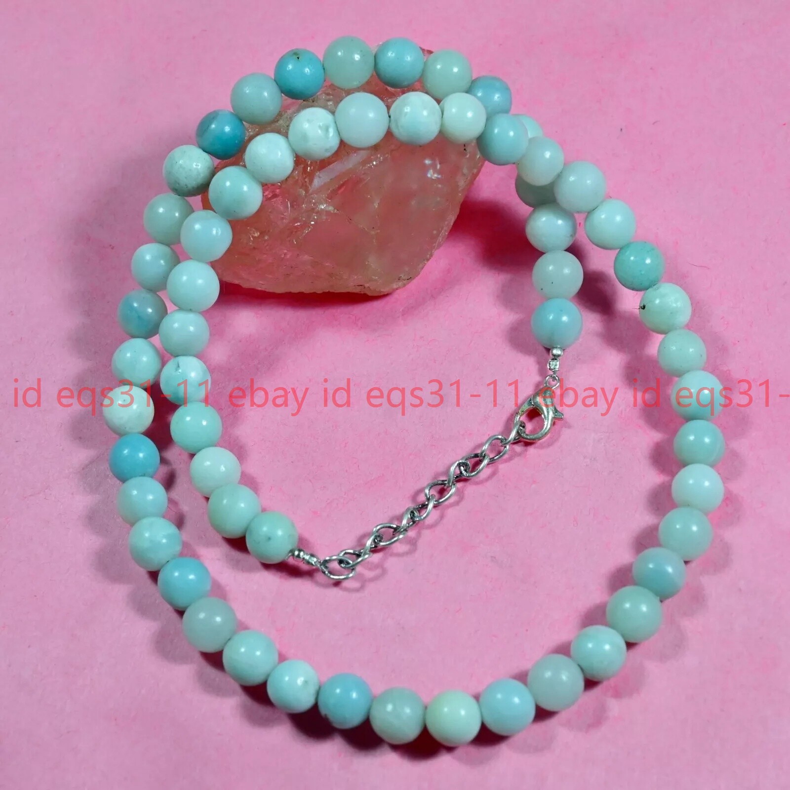 Genuine 8mm Amazonite Smooth Round Gemstone Beaded Men & Women Necklaces 18”