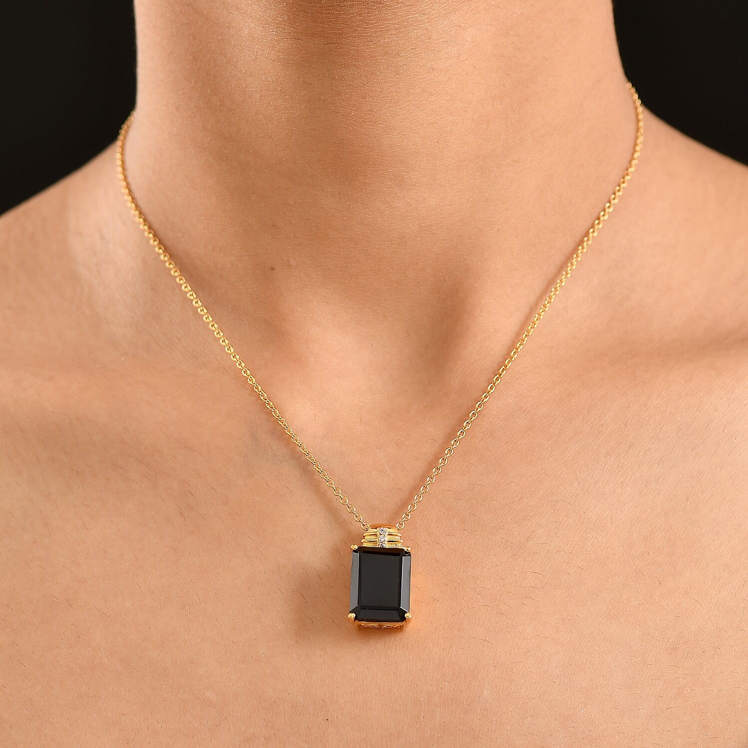White Zircon 16.60 ctw 18K Gold ION Plated Gold Stainless Steel Necklace 20 In