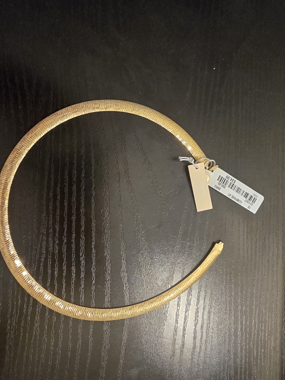 Mia Fiore 18K Gold Plated Bronze Herringbone Chain Choker Necklace 16 in Signed