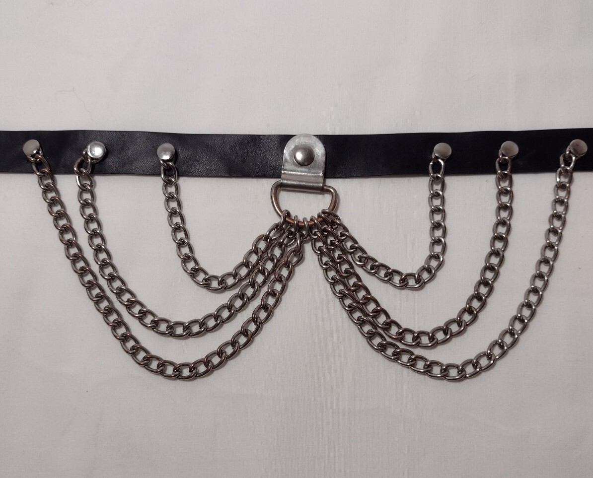 Faux Leather Choker Chain Necklace Small Adjustable Snaps