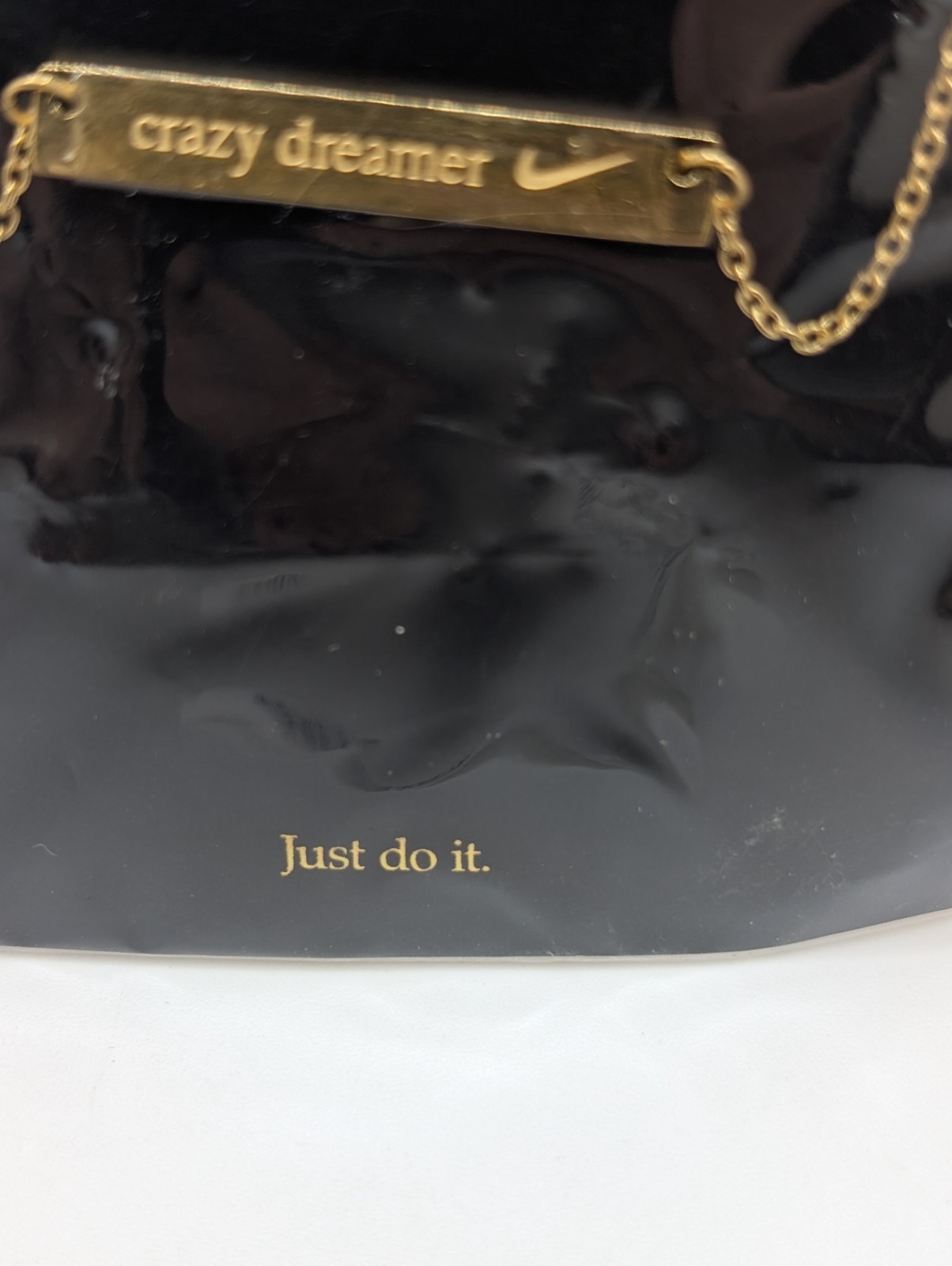 Nike Crazy Dreamer Bar Pendant Necklace Gold Tone