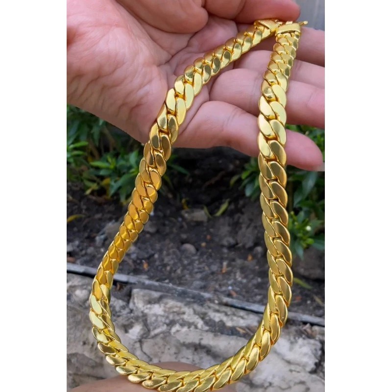 C12 Bracelet 24k Gold Plated Men Women Jewelry Gem Yellow wide 12mm. long 20″