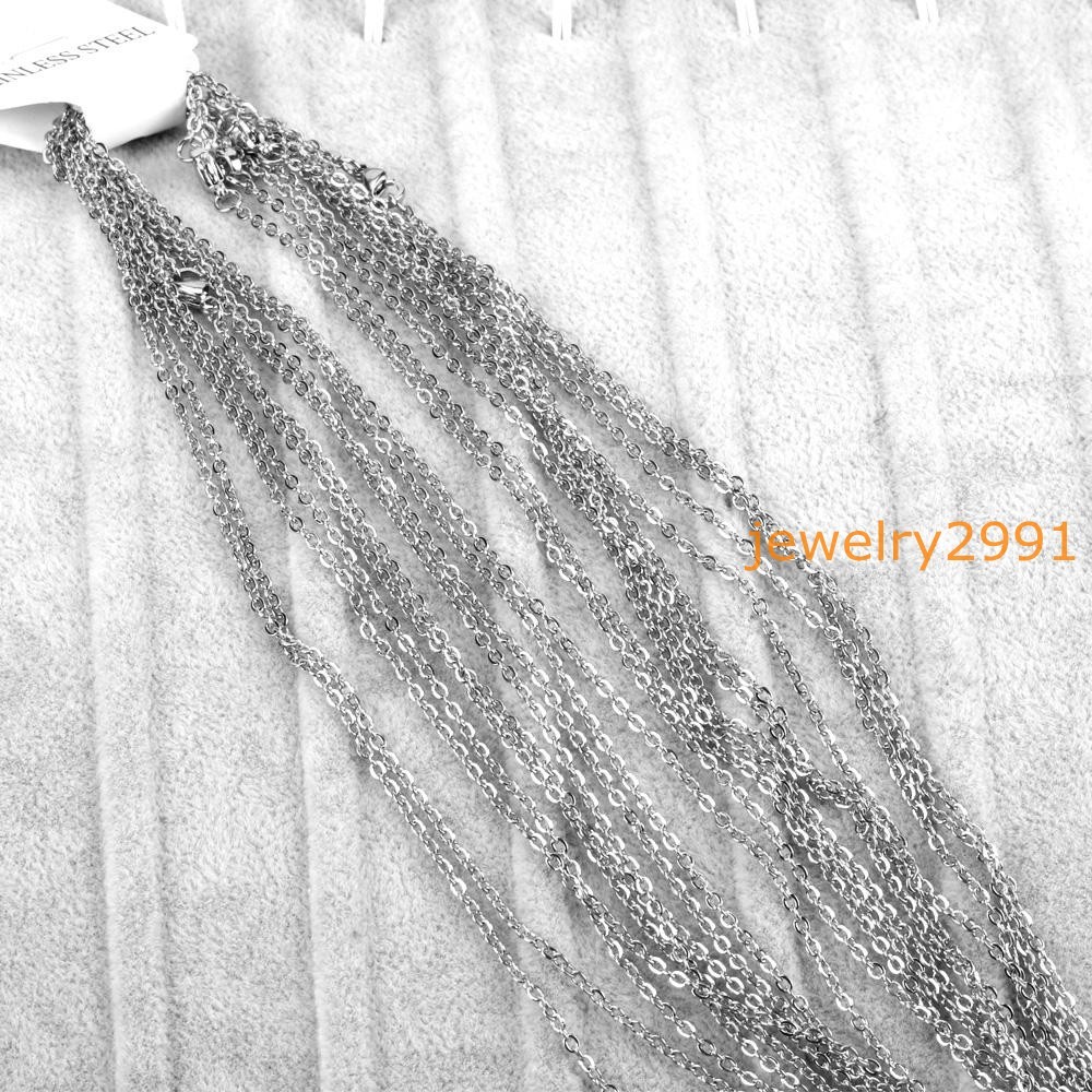 100pcs Lot womens stainless steel silver rolo chain necklaces 1.5/2/2.5/3.2mm
