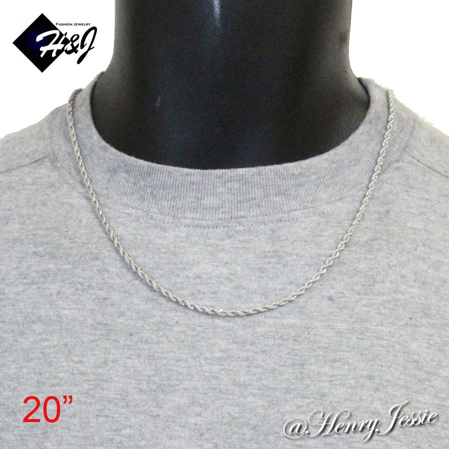 MEN WOMEN Stainless Steel 2.5mm Silver Smooth Rope Link Chain Necklace*20″24″30″
