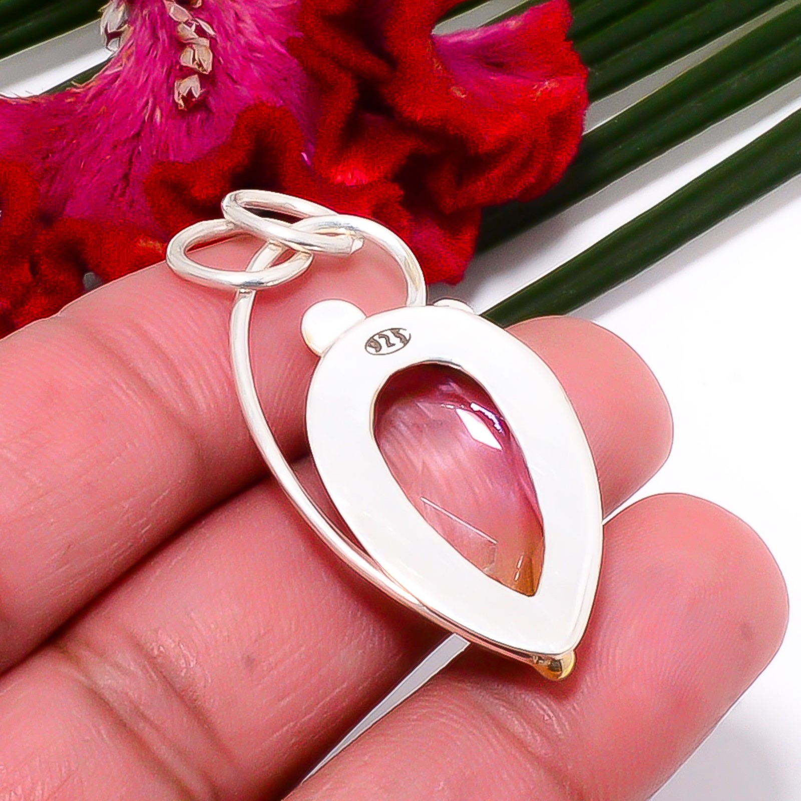 Bi-Colour Tourmaline 925 Sterling Silver Two Tone Pendant 1.64″ Sk47, Christmas