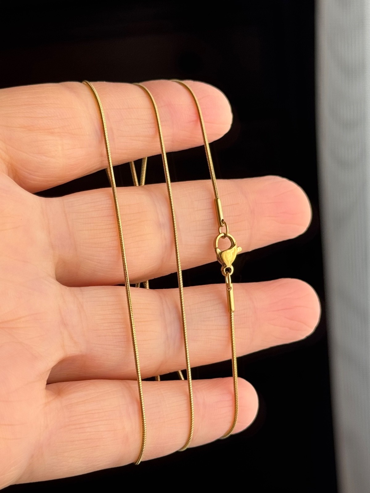 14K Gold Plated Stainless Steel Snake Chain Necklace (1mm, 1.5mm )