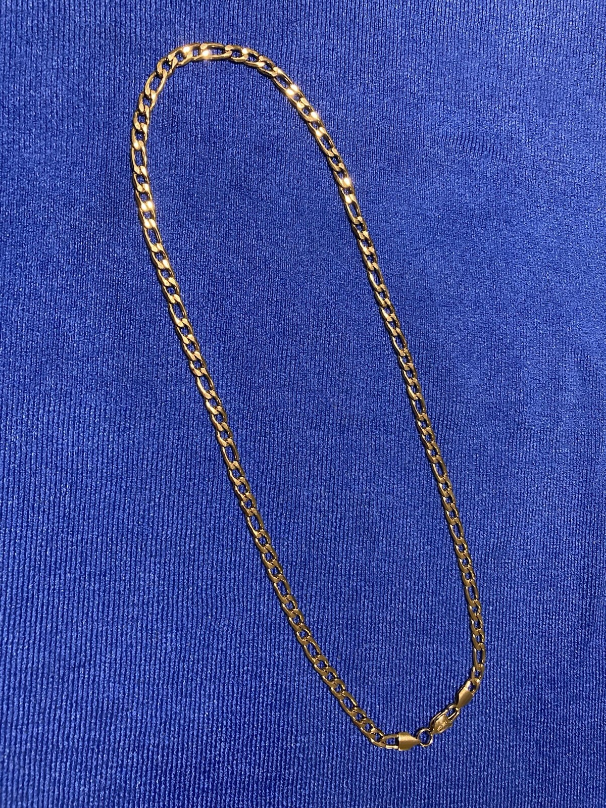 Harlembling 14k Gold Plated Figaro Necklace 5mm Width, 22 Inch Length w Pouch