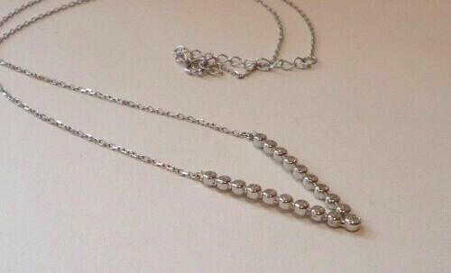 Bubble V- Shape necklace with Lab Created Diamonds 925 Sterling Silver