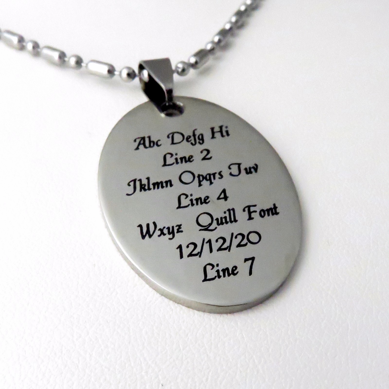 Custom Oval Necklace – STAINLESS STEEL – Personalized – Choose Font – Engraved