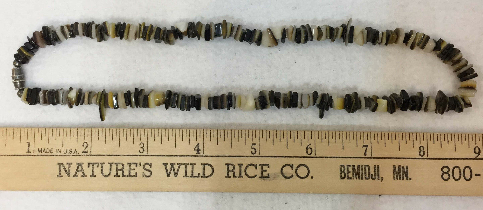 Polished Stone Choker Necklace & Black Plastic Bead Strand String Lot of 2
