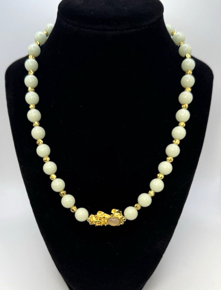 Luminous Agate Pixiu Beaded Necklace for Luck Healing Wealth Gift 18-20 inches