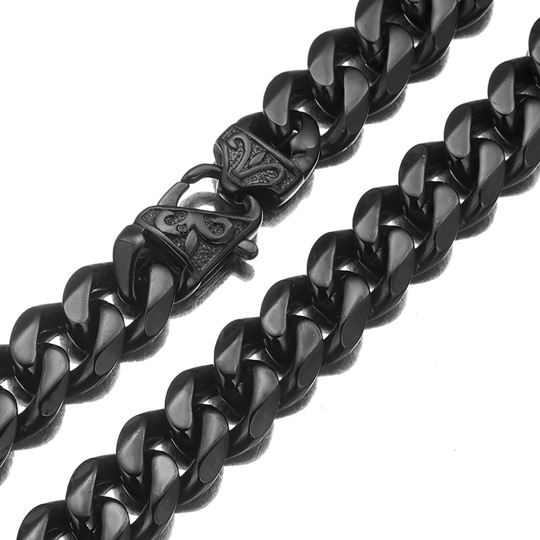 13/15mm Heavy Cut Men’s 316L Stainless Steel Curb Cuban Chain Necklace Bracelet
