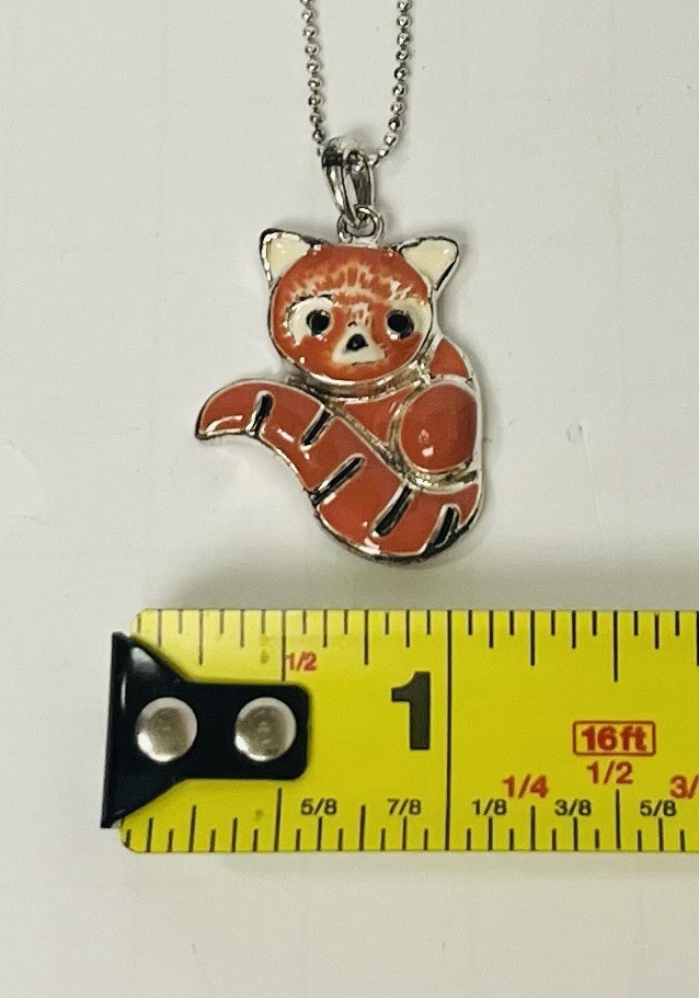 Adult Jewels Red Panda 3D Enamel Pendant Charm 18″ Silver Ball Chain Necklace