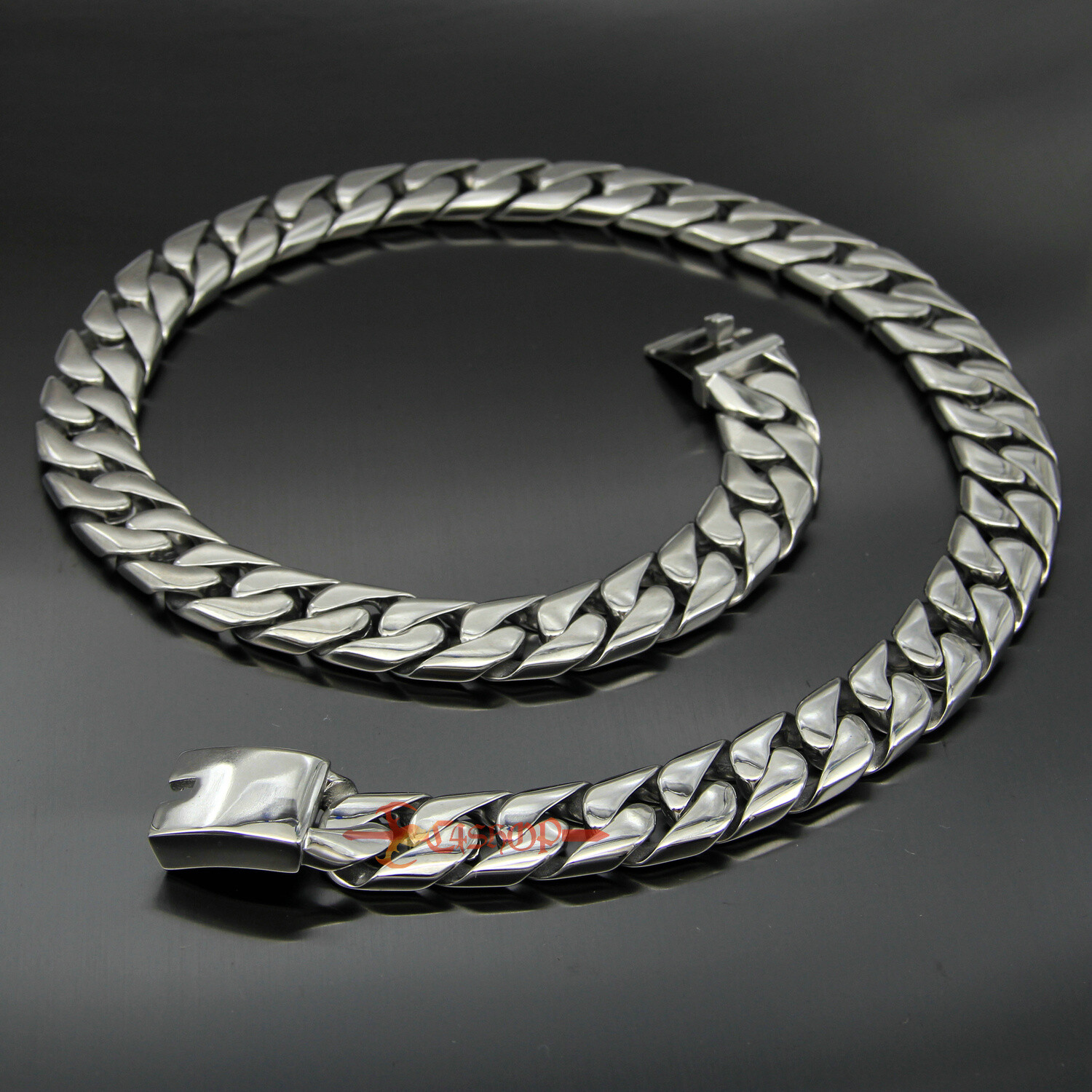 Heavy Stainless Steel Curb Cuban Chain Mens Necklace Bracelet Polish 17mm 18-30″