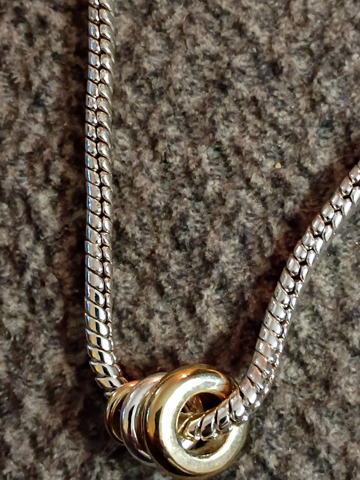 FI Brand Necklace, Silver Tone Metal Cord Chain, Rings