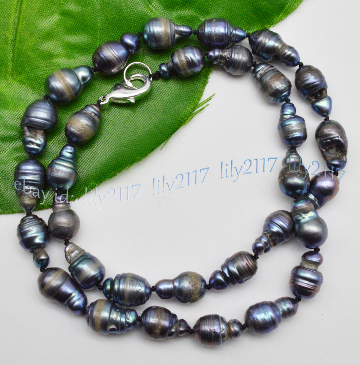 Nature 8-15mm Black South Sea Edison Reborn Keshi Baroque Pearl Necklace 16-28”